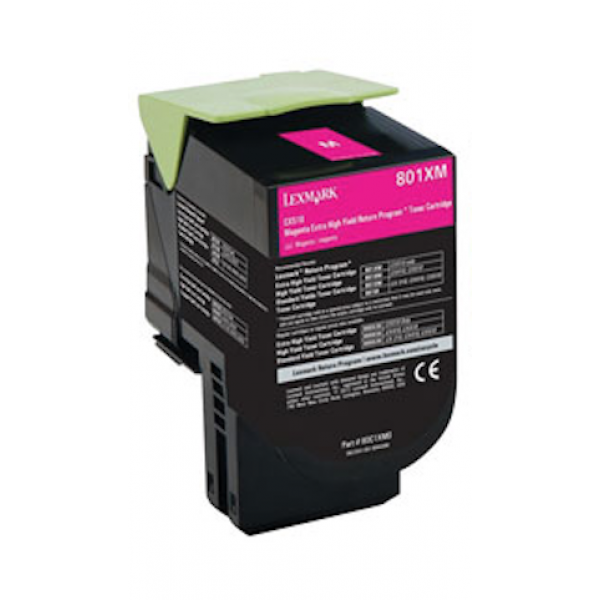 Lexmark 801XM 80C1XM0 MAGENTA 4K YIELD REMANUFACTURED IN CANADA FOR CX510 ONLY Toner Cartridge